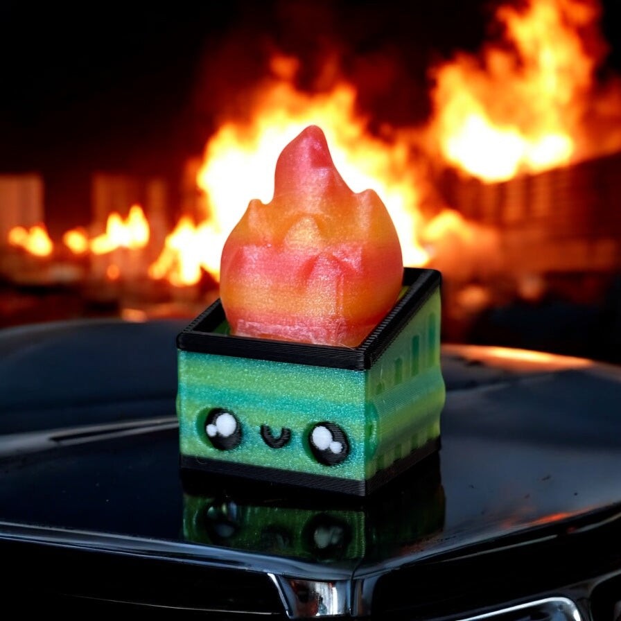 Burnie and Lil’ Burnie - Dumpster Fire Fidget Clickers Decor Sparkly