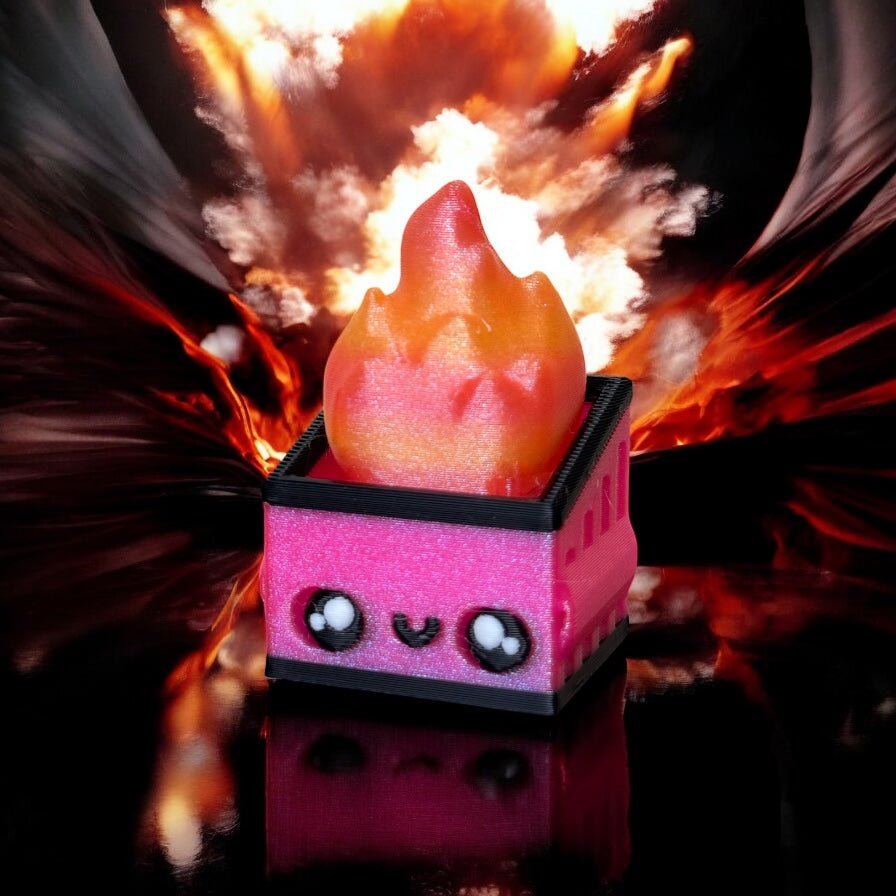 Burnie and Lil’ Burnie - Dumpster Fire Fidget Clickers Decor Sparkly