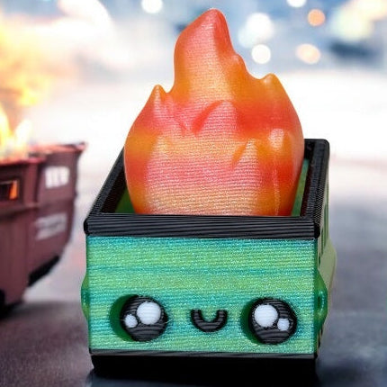 Burnie and Lil’ Burnie - Dumpster Fire Fidget Clickers Decor Sparkly