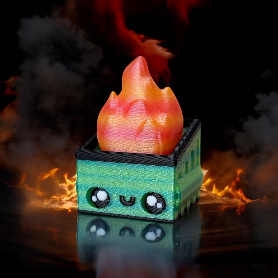 Burnie and Lil’ Burnie - Dumpster Fire Fidget Clickers Decor Sparkly