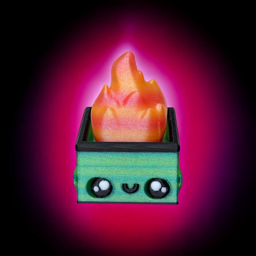 Burnie and Lil’ Burnie - Dumpster Fire Fidget Clickers Decor Sparkly
