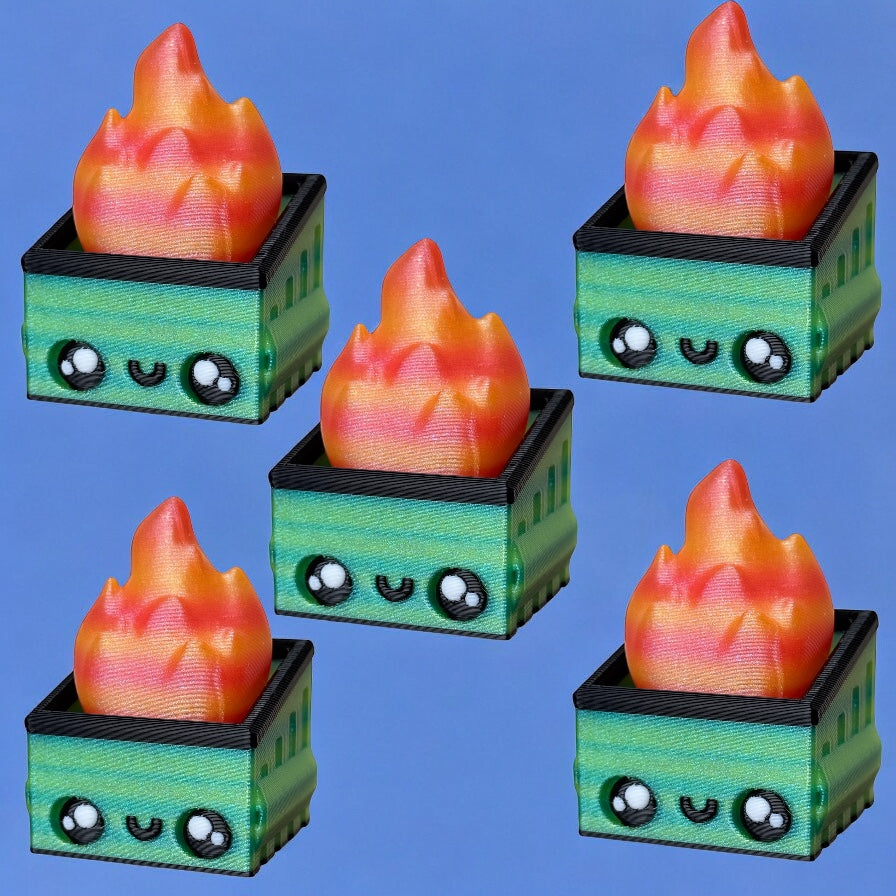 Burnie and Lil’ Burnie - Dumpster Fire Fidget Clickers Decor Sparkly