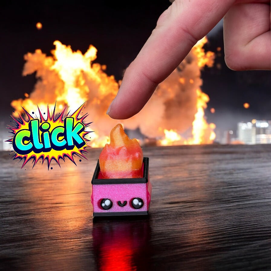 Burnie and Lil’ Burnie - Dumpster Fire Fidget Clickers Decor Sparkly
